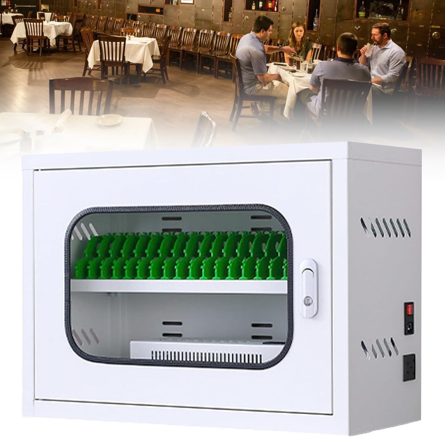 Mobile Phone Storage Box Transparent Acrylic Mobile Phone Security Locker with Key,Mobile Charging Station with Wheels & Lock, 20-Slot Secure Cell Phone Locker for Events & Offices, Recharge