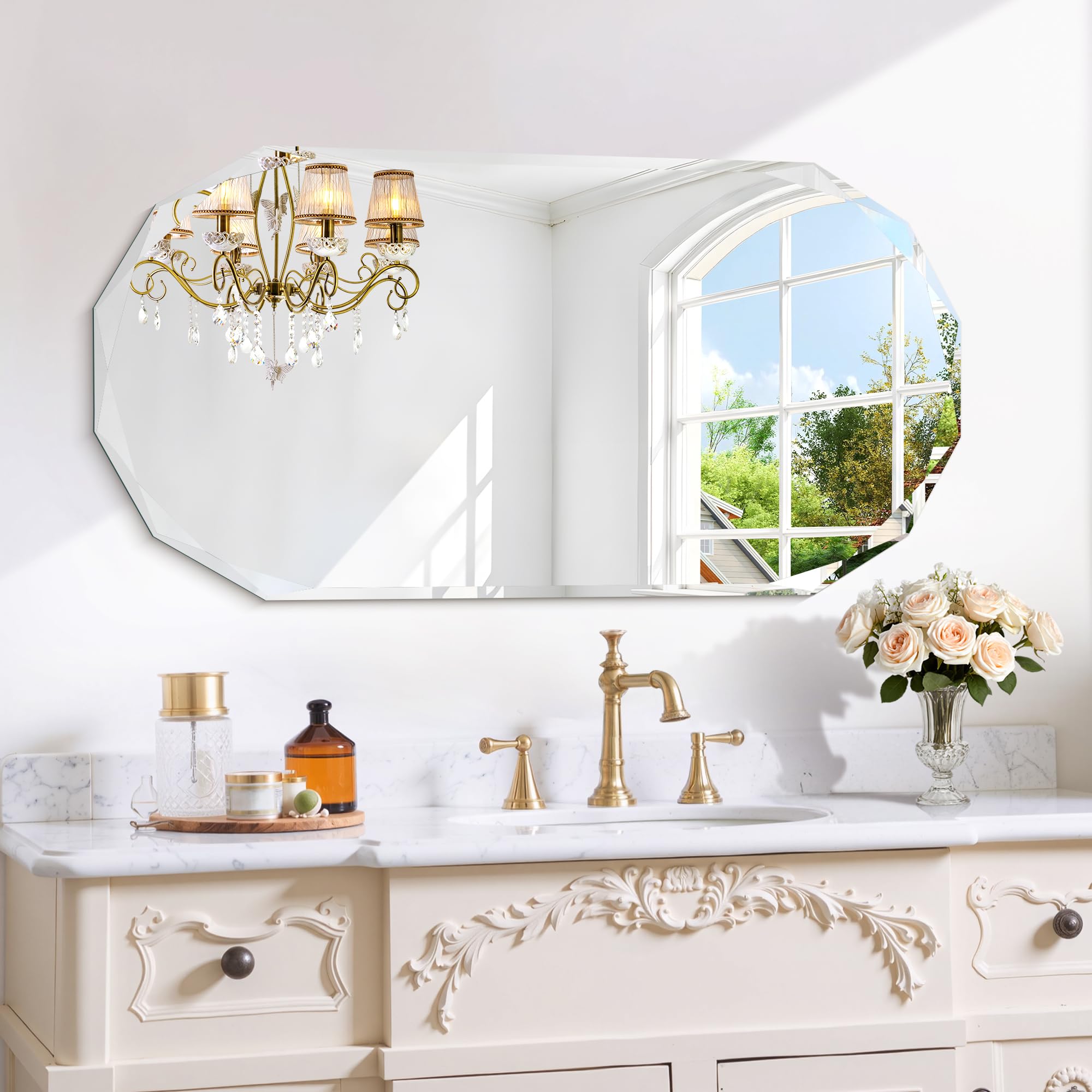 Amazon.com: GLASHOM Frameless Bathroom Mirror, 20x40 inch