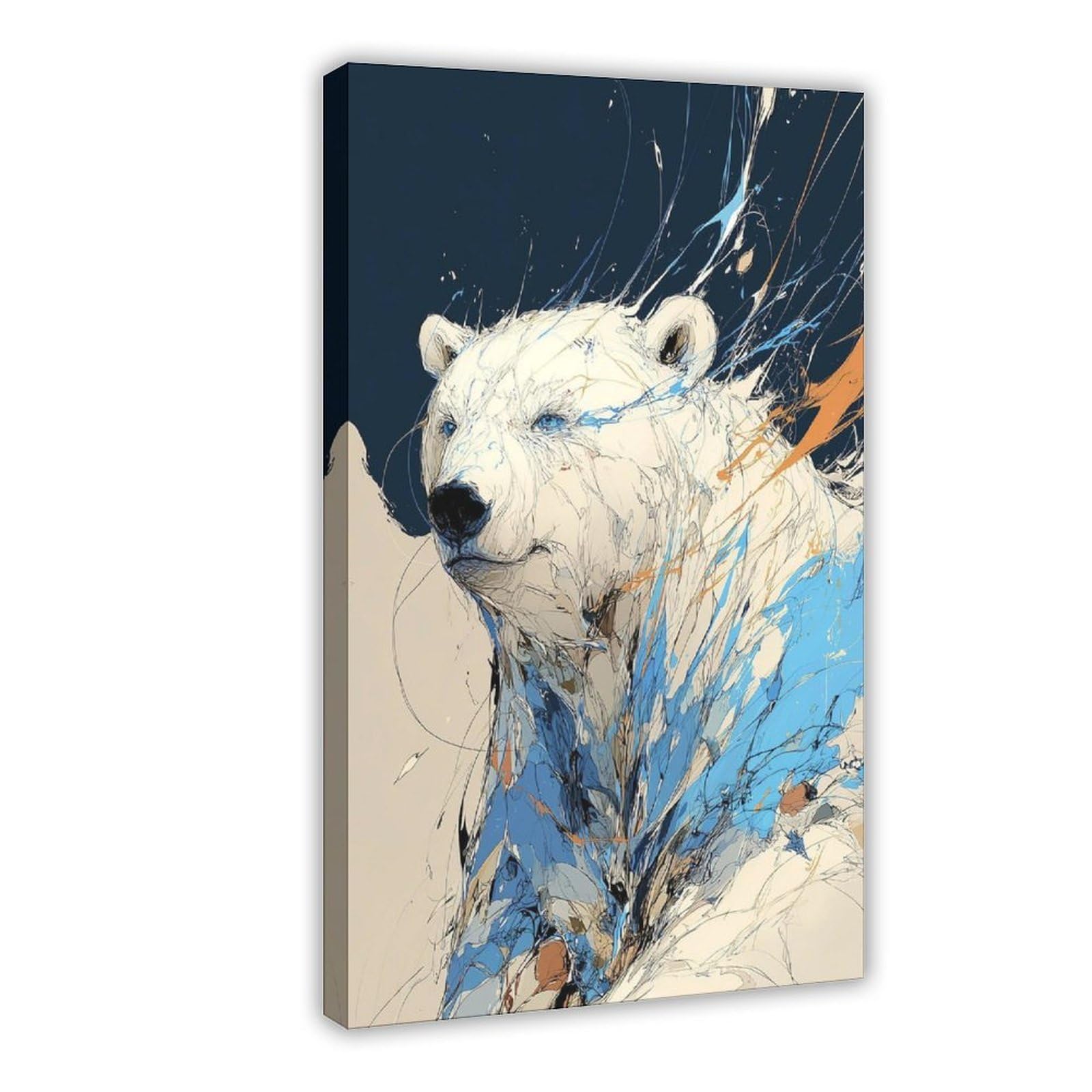 Ywtjax Frame-Style Abstract Polar Bear Poster Canvas Poster For Dorm Room Decor Gift