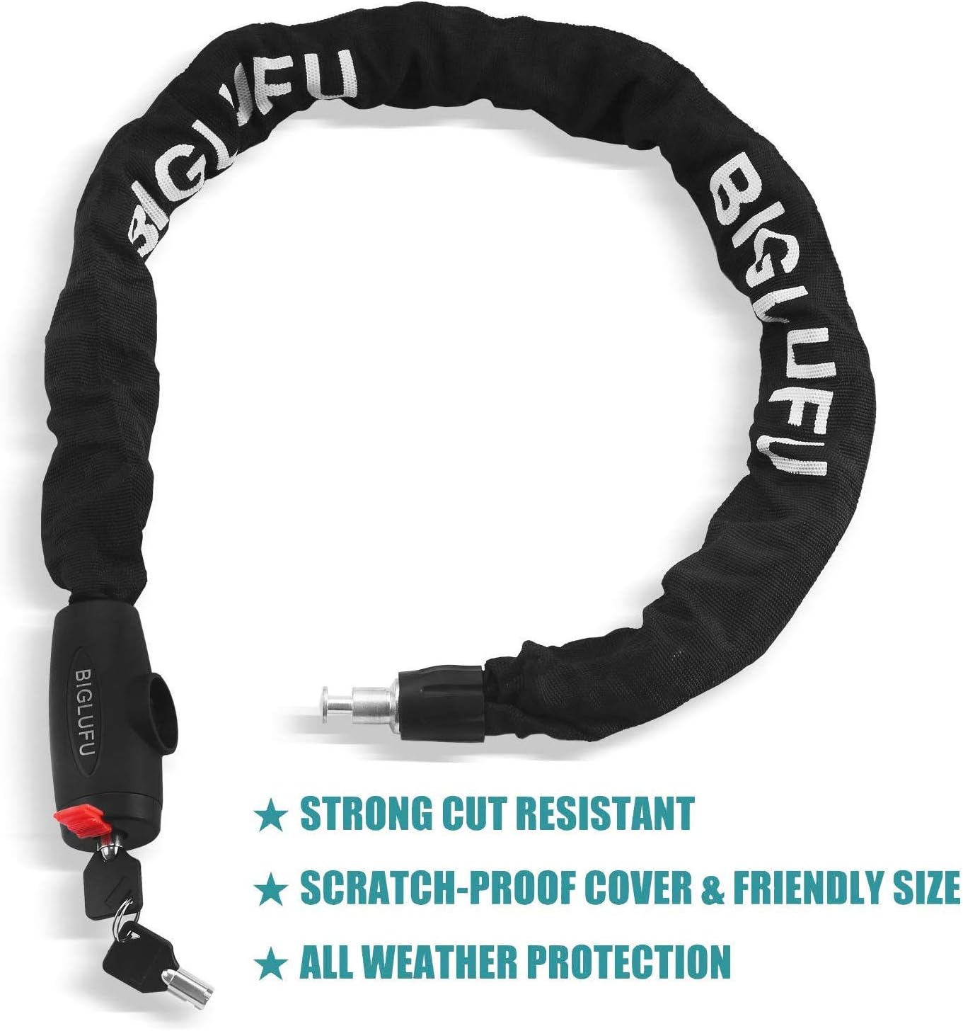 BIGLUFU Bike Lock Motorcycle Chain Locks 4ft Long Heavy Duty, Square