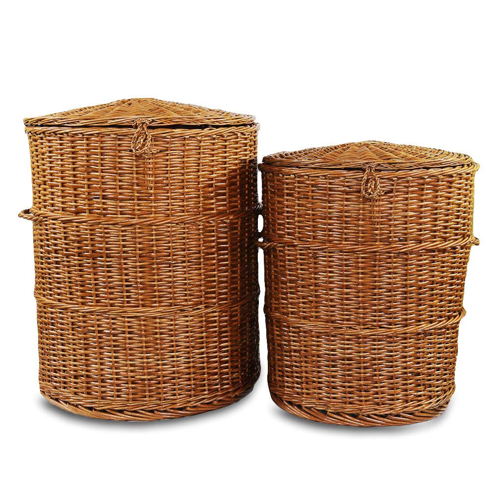 round wicker laundry basket set Amazon.in Home & Kitchen