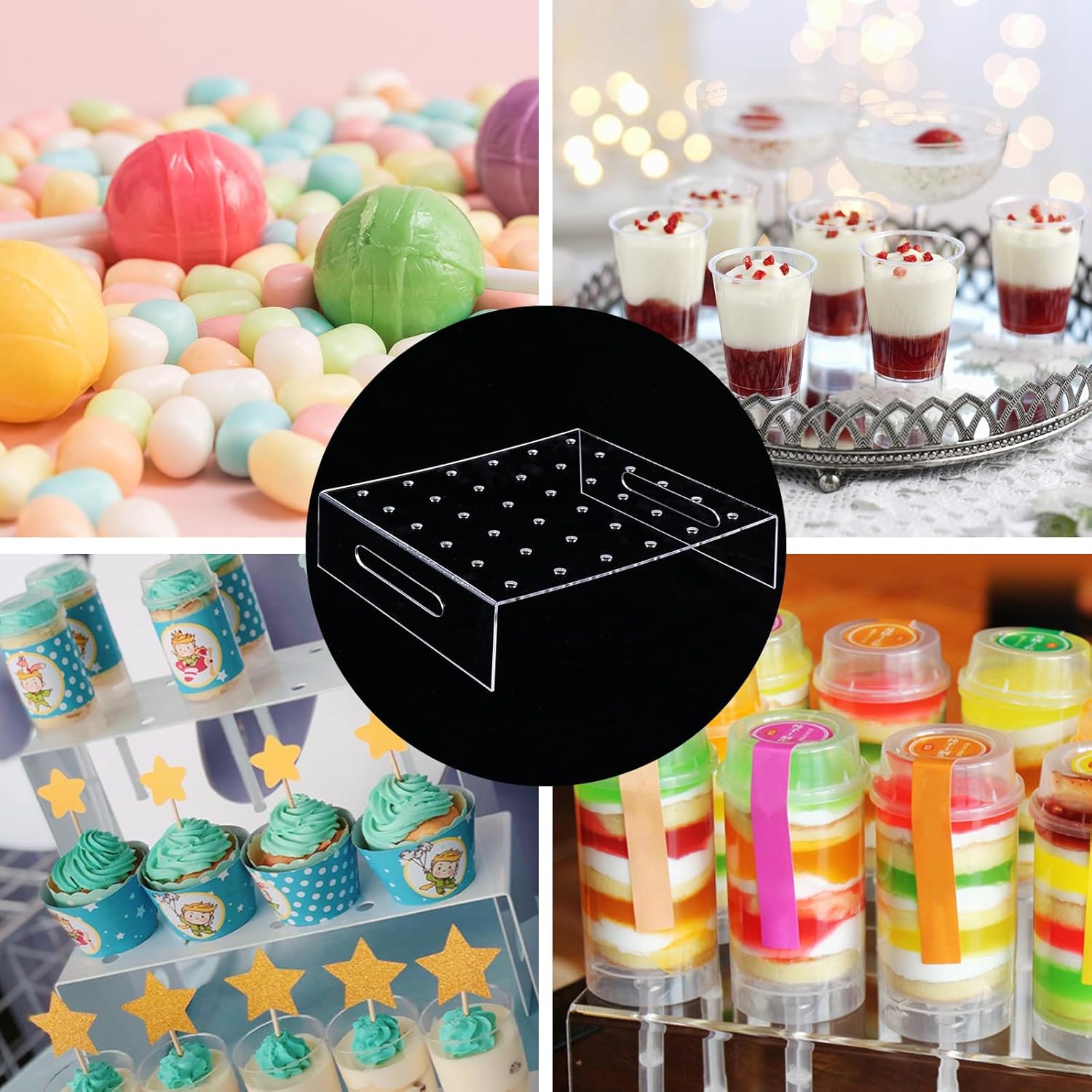 Hemoton Acrylic Cake Push Pop Stand 36 Holes Clear Lollipop Holder Dessert Display for Birthday Wedding Party Serving