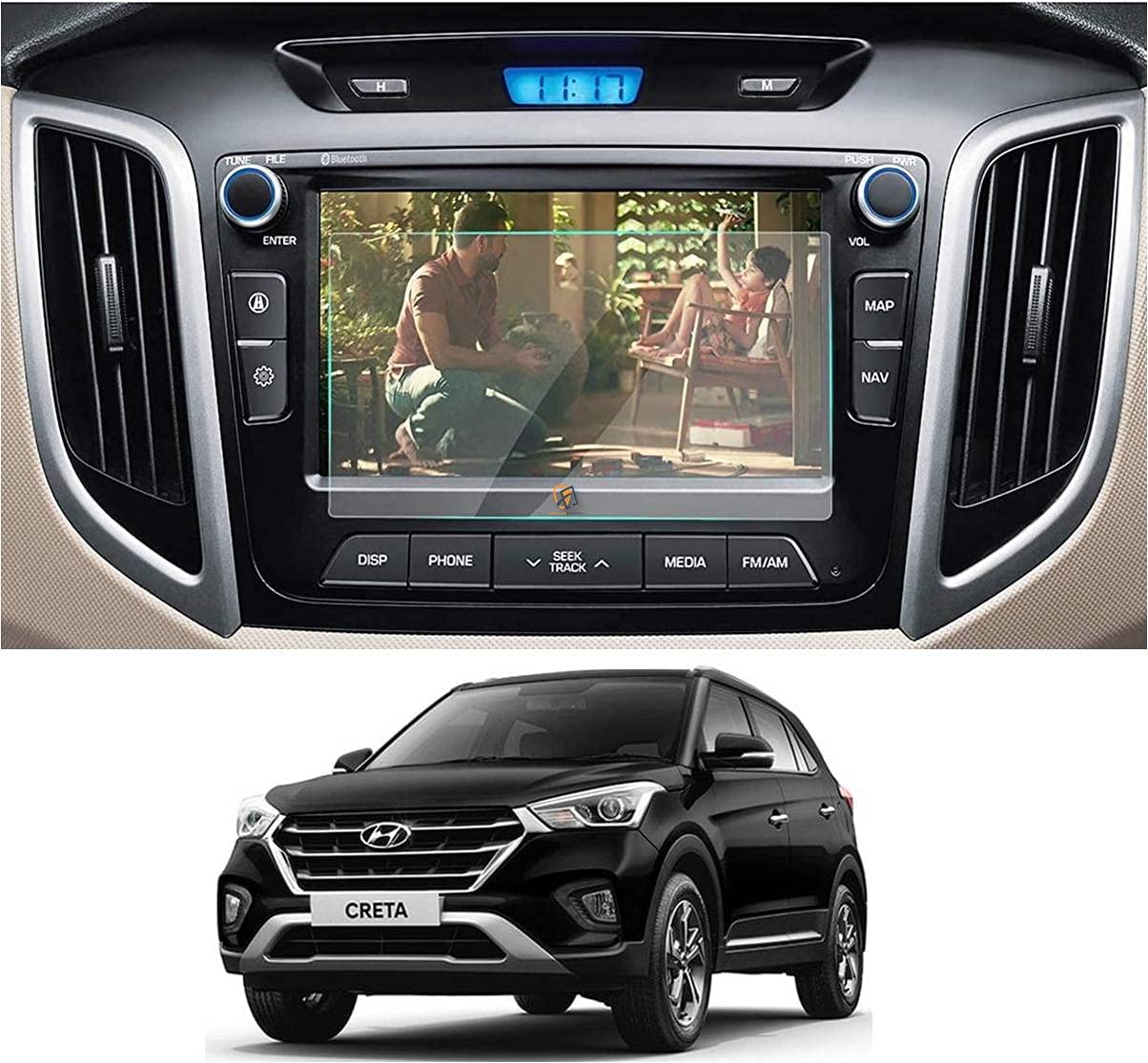 Screen Protector Full Screen Coverage (Except Edges) Compatible with HYUNDAI CRETA 1.6 Sx (Old Model 2014-2019) (Diesel) Full Screen Coverage (Transparent)-image-16
