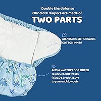 Vista 2 de Pañal interior de tela de algodón orgánico, súper absorbente y cómodo, se utiliza con una cubierta de pañal de tela impermeable que se vende por