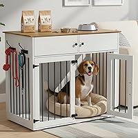 Vista 8 de Perrera de madera para perros de 41 pulgadas, muebles para perros con muebles estilo jaulas y mesa para perros medianos, divisor extraíble, puertas