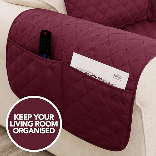 Miniatura 6 de Deconovo Funda reversible con patrón geométrico para sofá, resistente a derrames de agua, protector de muebles con diseño de diamante, funda de sofá