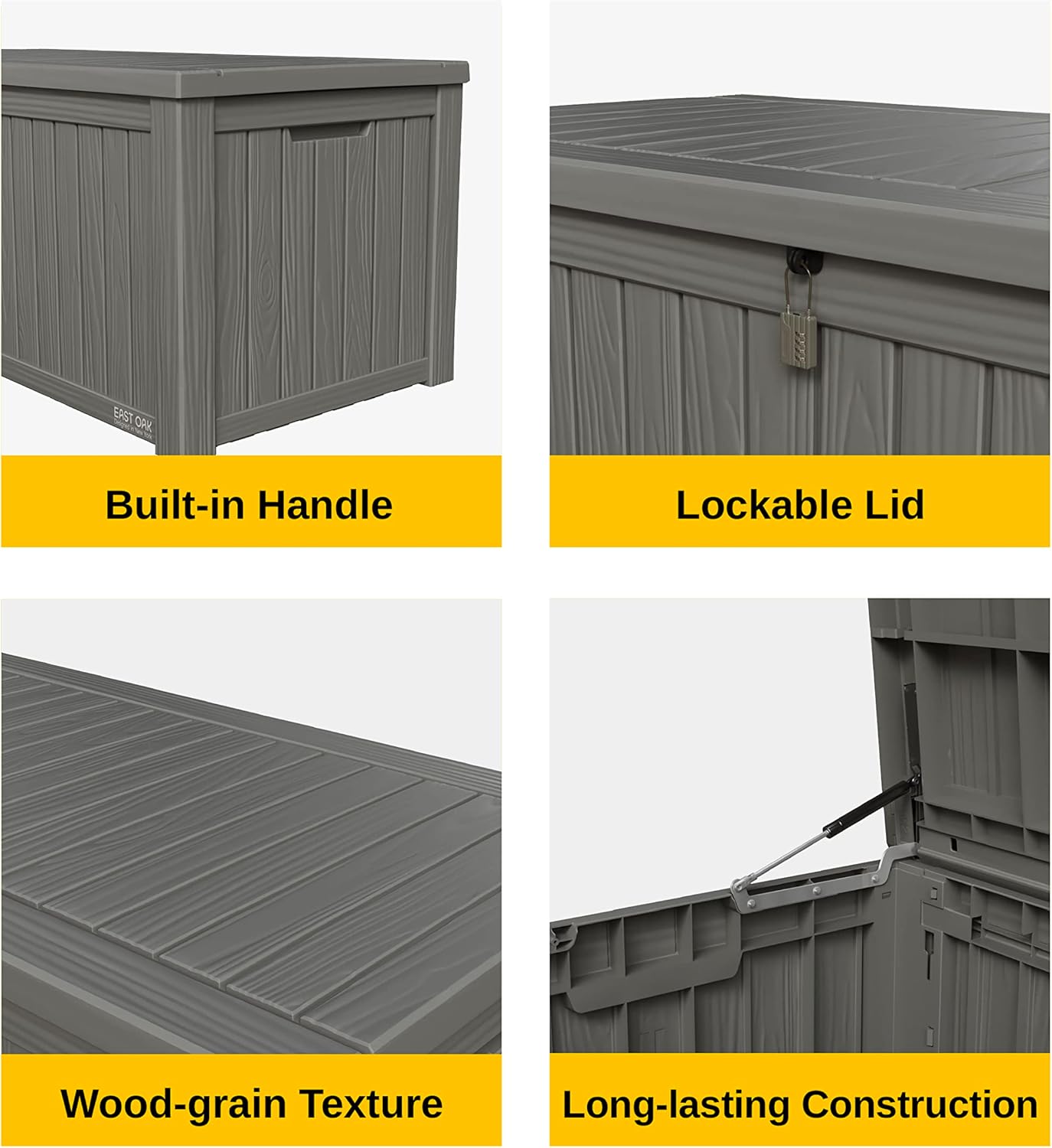 Gray 150 Gallon Lockable Weather-Resistant Plastic Deck Box