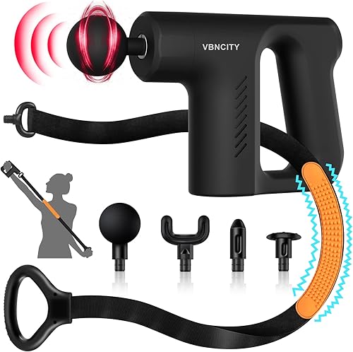 VBNCITY Pistola de masaje de percusión de tejido profundo  Masajeador muscular de fascia con accesorios de pistola de masaje, masajeador eléctrico