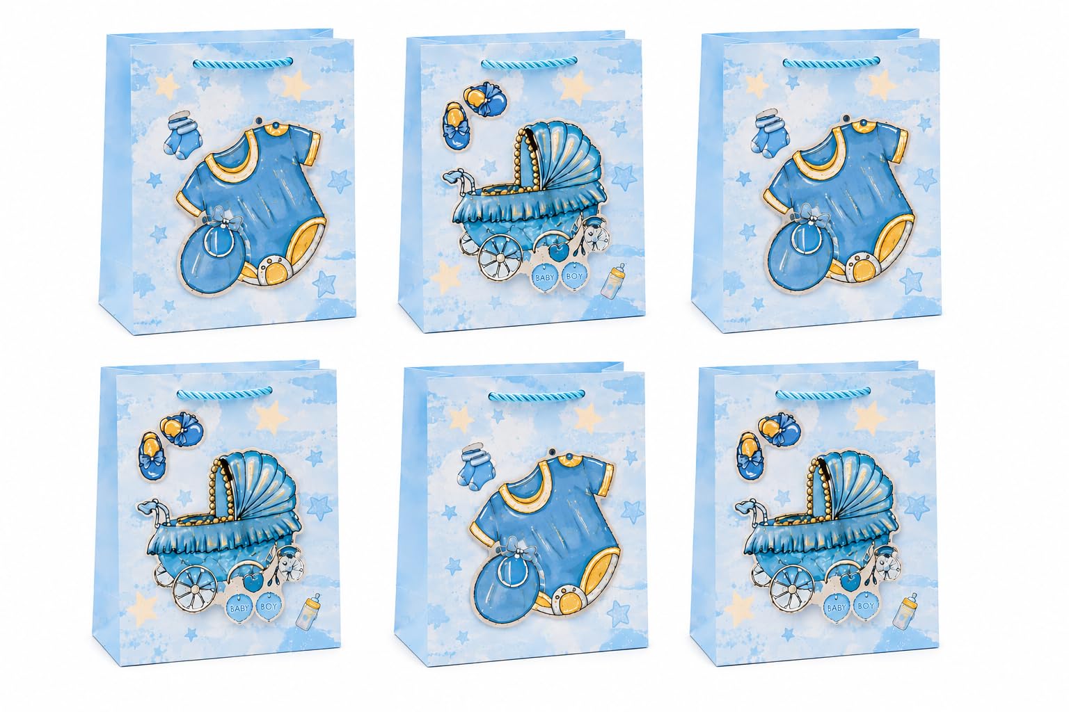 M.F.H Premium Paper Gift Bags for Return Gifts | Cute Baby Boy Theme Paper Gift Bags with Rope Handles | Heavy Duty Printed Gift Bags for Welcome Baby Party, Naming Ceremony | Random Design-image-46