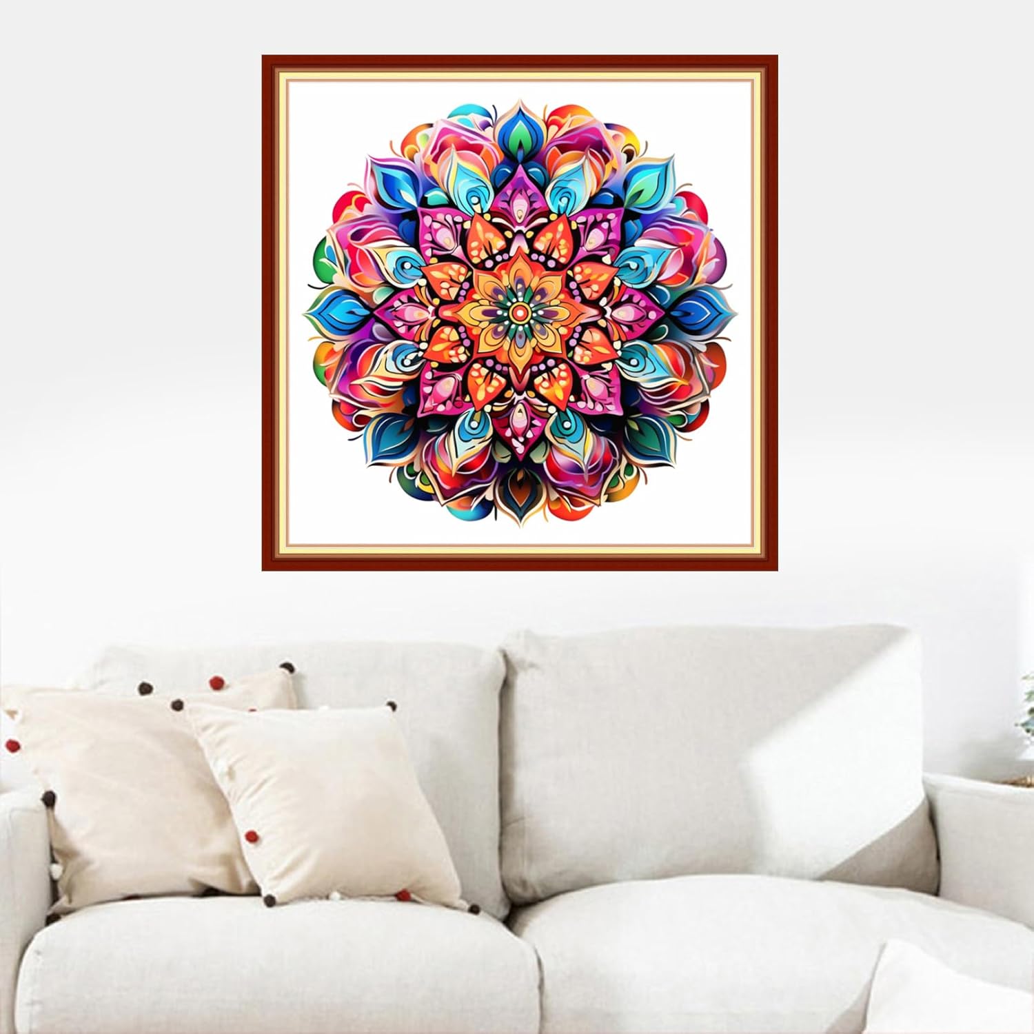 Dooxvey Cross Stitch Kits for Adults Stamped Full Range of Embroidery Starter Kits for Beginners 11CT Printed Cross Stitch Patterns Needlepoint Kits Stamped Crossstitching-Colorful Mandala 18x18 inch