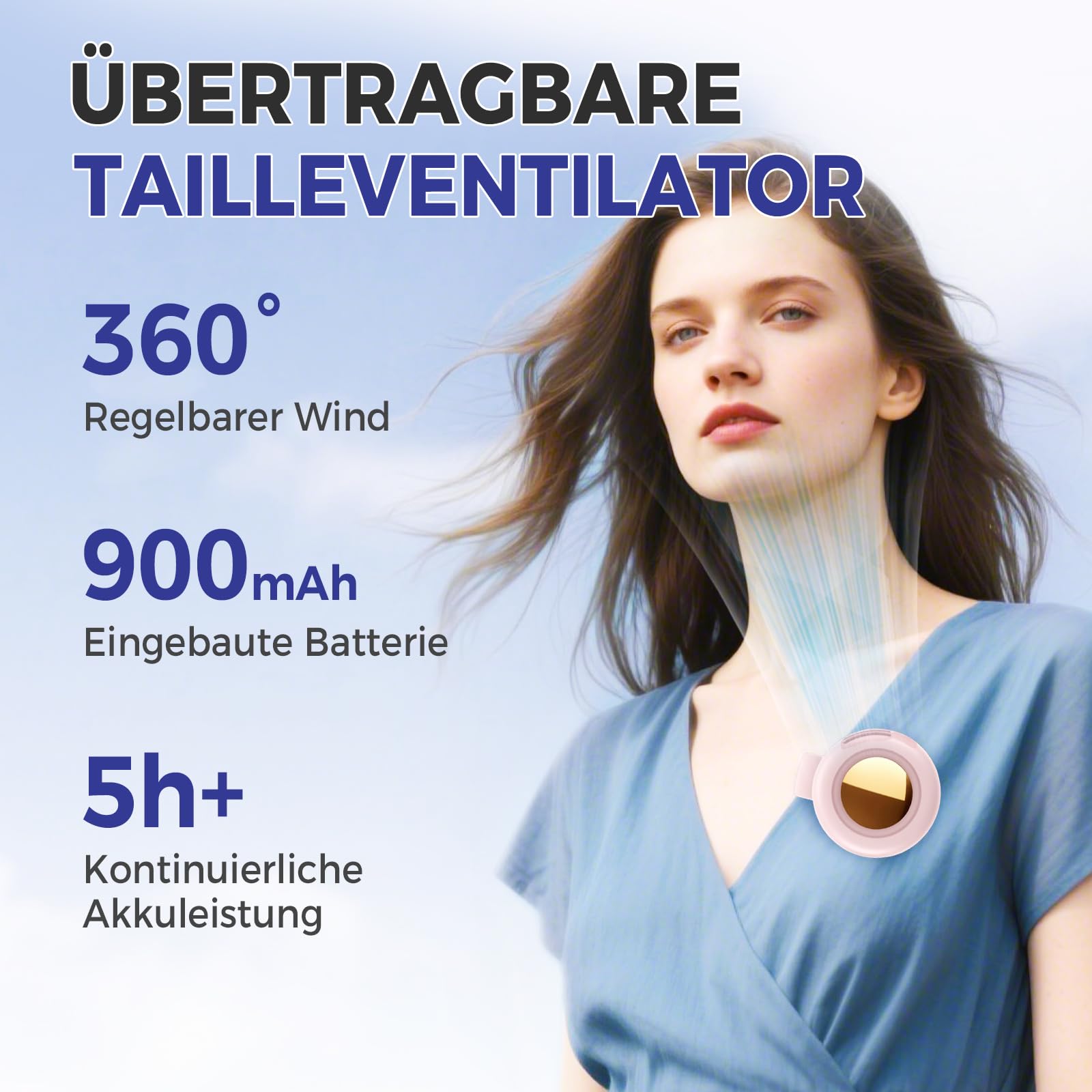 Toerjii Mini-Ventilator mit Clip, Tragbarer Hüftventilator Akku Aufladbar 3 Einstellbare Windgeschwindigkeiten für Camping und Arbeit im Sommer (Grün)