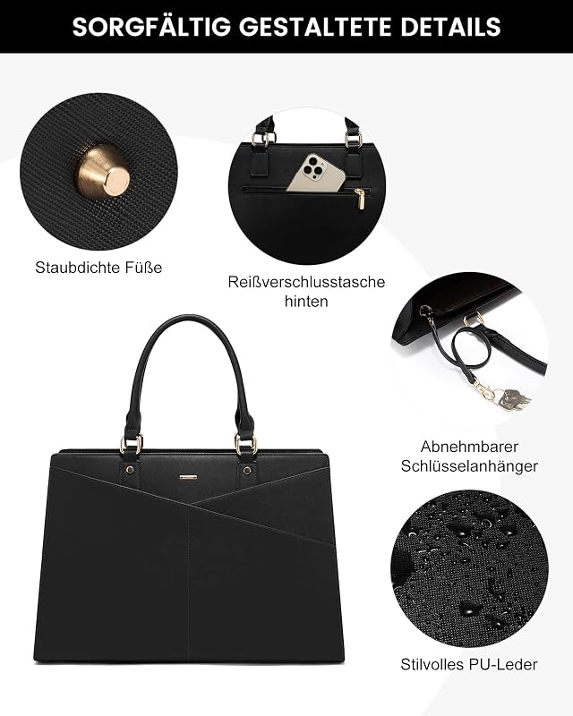 LOVEVOOK női laptop táska 15,6-17 hüvelyk vízálló shopper táska fekete