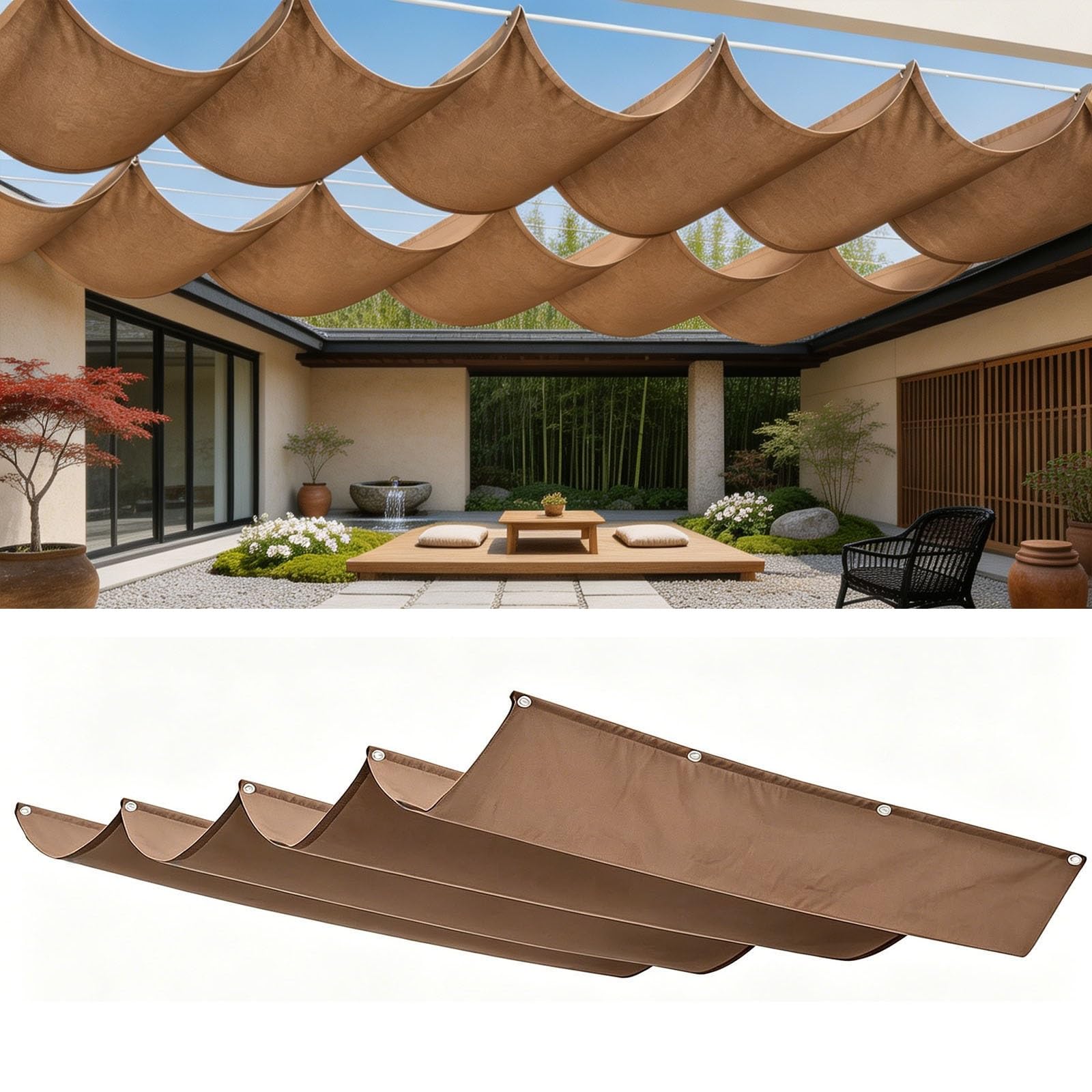 Toldo vela retráctil solución para sol y lluvia 0.9 x 1.6 m cortaviento de exterior ajustable
