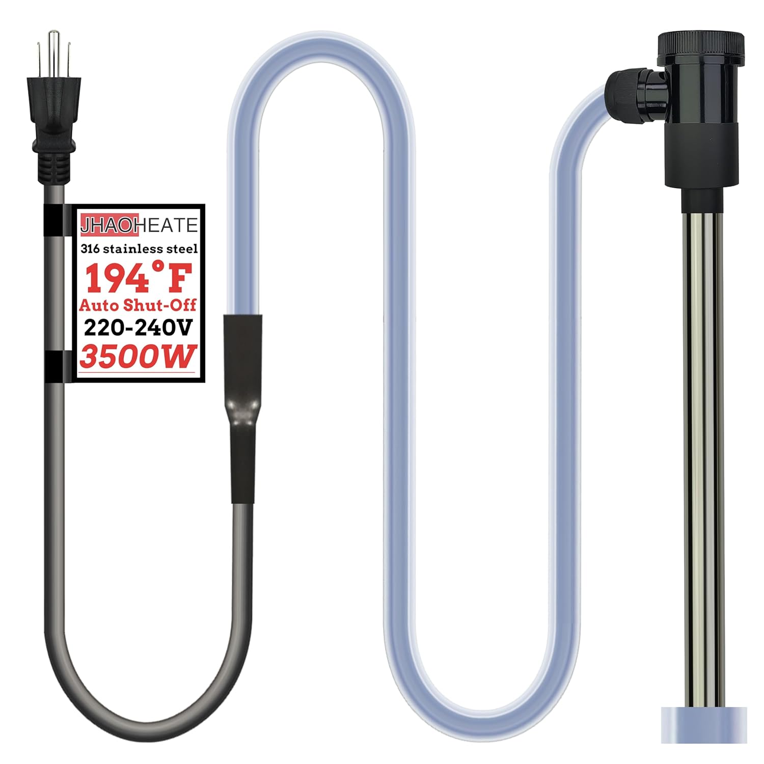 3500W 240V Immersion Water Heater with WiFi Timer & Temp Control – Portable Submersible Heater for Hot Tub, Baptistry, Inflatable Pool, Baptismal Pool, Spa, Above-Ground Pool & Bathtub