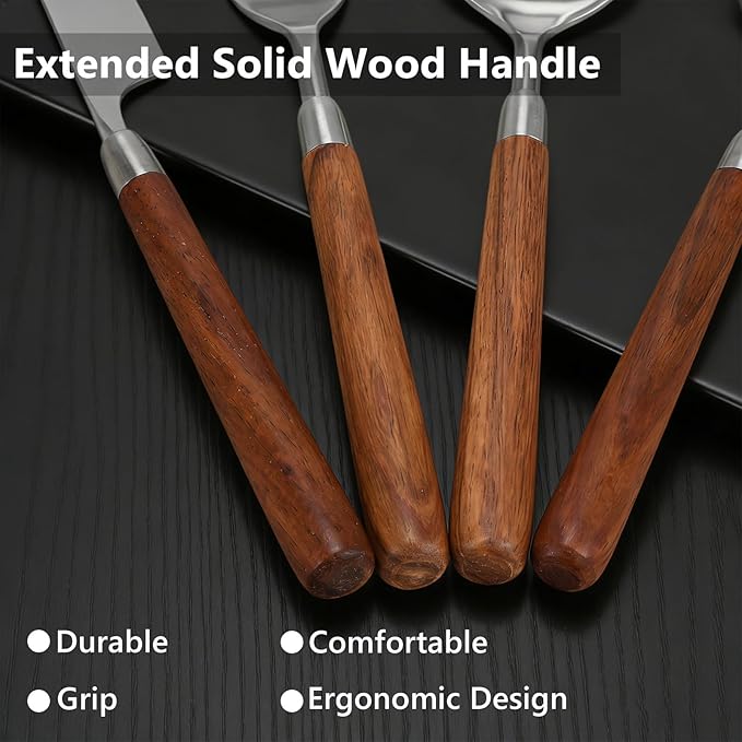 Set de Cubiertos 4 Piezas Acero Inoxidable y Madera miniatura 5