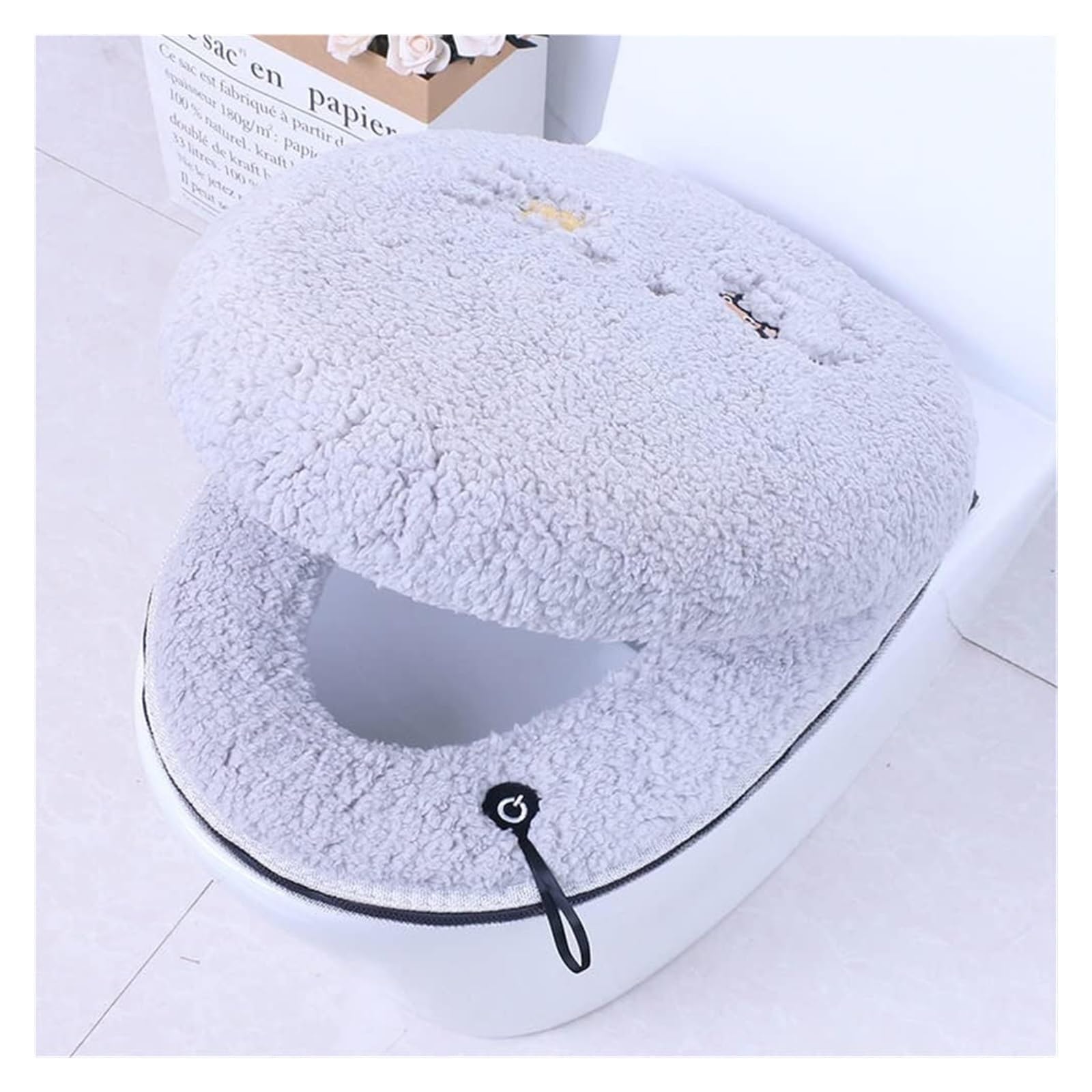 KFGISD CushionThickened Cashmere Cover Super Soft mat Universal Zipper Toilet Ring mat ，Toilet Seat Covers(Blu)