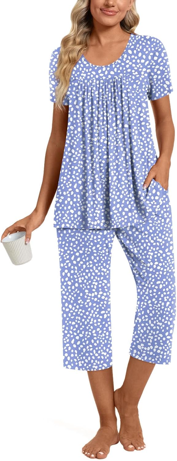 TAOHUADAO Women's Casual Pajama Sets, Lounge Sleepwear Summer Ladies Pjs Sets with Pockets