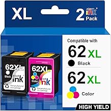 Starink 62 XL Cartridges Compatible with HP 62 Printer Cartridges Multipack Black Colour 62XL for 5540 5640 5544 5660 HP OfficeJet 200 5740 5745 8040 (Black/Colour, Pack of 2)