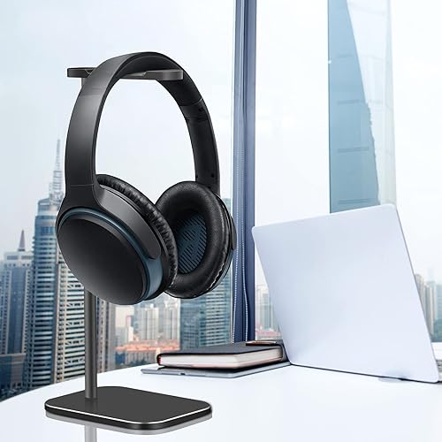 Miniatura 2 de Headphone Stand Aluminum, Headset Holder with Solid Metal Base for Desk, Compatible with Most Headphones (Black)