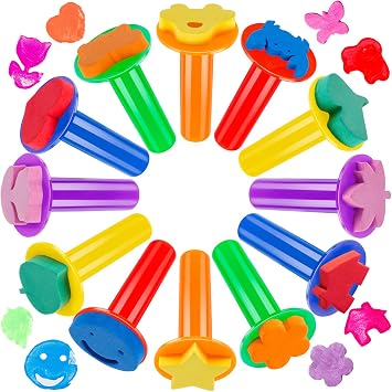 12Pcs Paint Stamps for Kids, Sponge Brushes for Painting