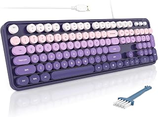 MOFII Computer Keyboards Wired, Plug Play USB Full Size Typewriter Keyboard, Cute Colorful Aesthetic Keyboard with Foldable Stands for Windows PC Laptop (Purple Gradient)
