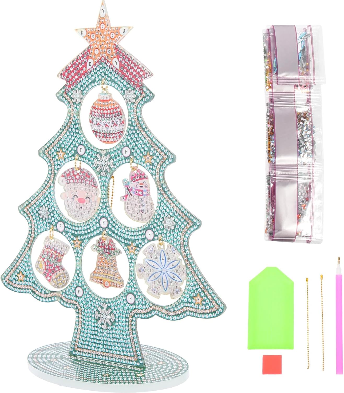 Hemoton Christmas Tree DIY Diamond Embroidery for Adults, Acrylic Crystal Drill Mosaic, Creative Craft Supplies for Holiday Decoration and Family Fun