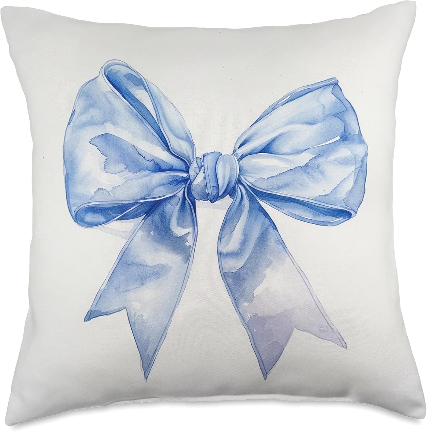 Bow in Watercolor|| coquette || Aesthetic Baby blue Bow Throw Pillow