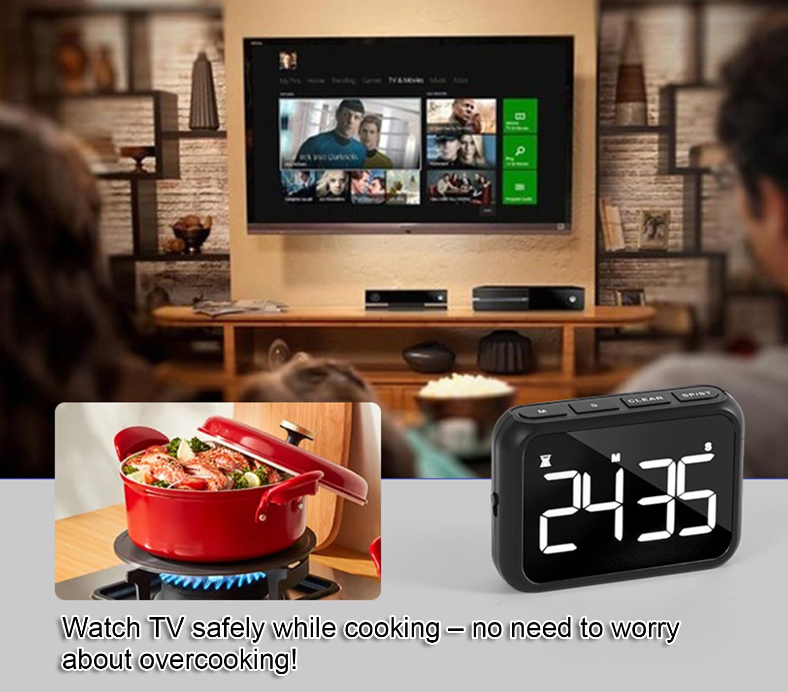 Temporizador de cocina recargable con pantalla LED grande, control de | Respaldo magnético y soporte para cocinar, hornear, hacer barbacoas, estudiar y más