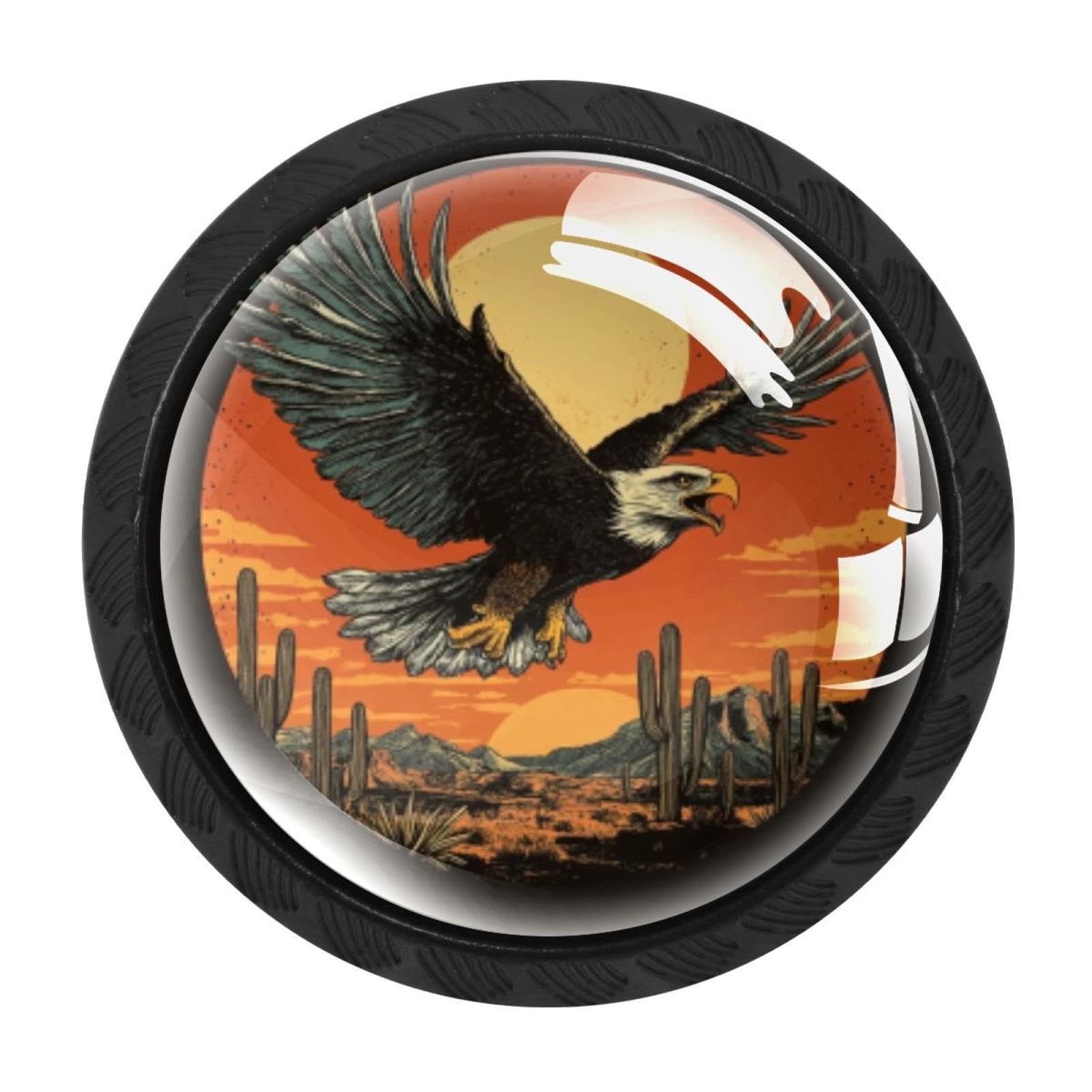 CHENZZZZ 4 Pieces Eagle Desert (1) Cabinet Knobs Drawer Dresser Pulls Handles for Home Kitchen Office Bathroom Door Kids Room