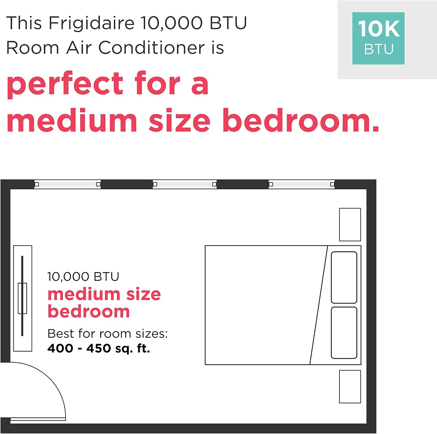 Frigidaire FFRE103WAE Window Air Conditioner, 10,000 BTU, White