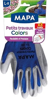 Map Lightweight Gardening Gloves Colours - 3 Pairs Size 8/L