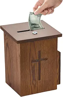 Offering Box Wooden - Wall Mounted Lockable Church Donation Box | Church Donation Box with Lock for Parish Shrine Tithe Event Religious Service Fundraising Congregation