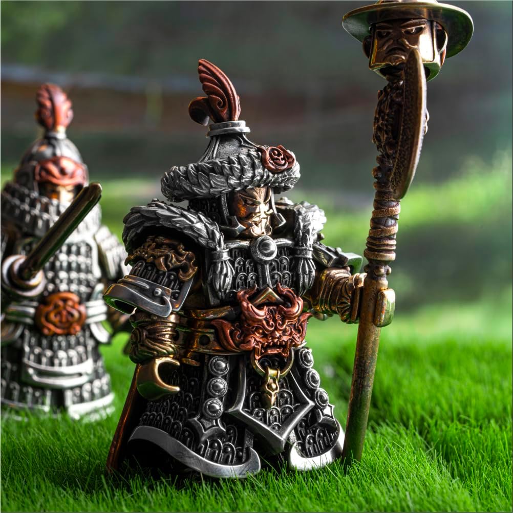 COPPERTIST.WU Jin Wuzhu Bronze Figurine Articulated Warrior Statue, Historical Collectible Desk Sculpture, Display Figure for Home Office Decor