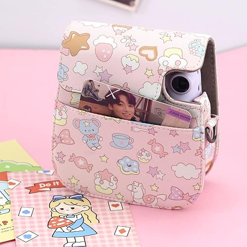 Miniatura 6 de Frankmate Funda de piel sintética compatible con cámara instantánea Fujifilm Instax Mini 11 12 con correa ajustable y bolsillo (conejo)