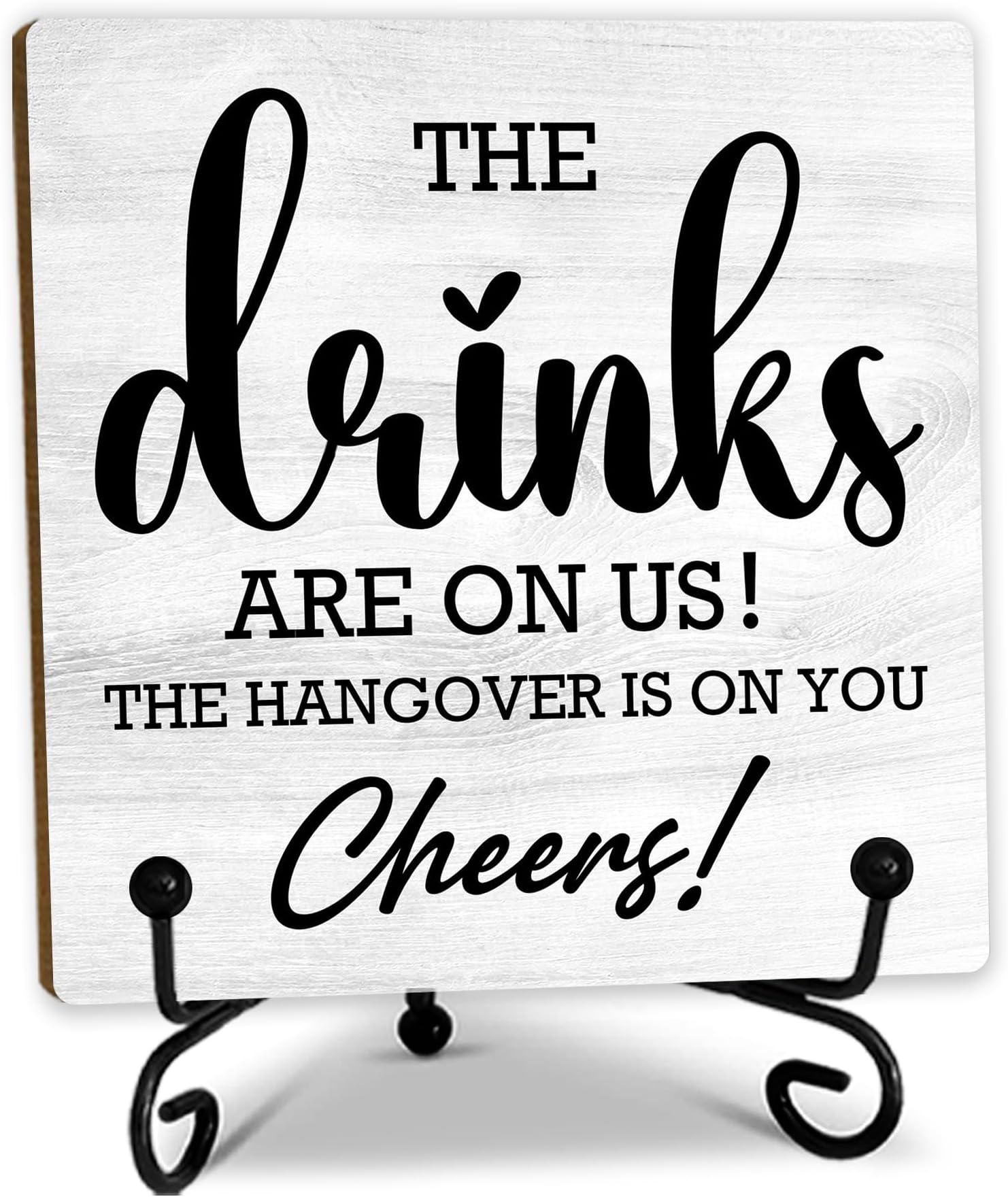 5“ Bar Decorations for Homer, The Drinks Are On Us! Cheers! Kitchen Desk Table Decoration, Home Bar Decor Accessories, Bar Signs for Home Bar Decor.