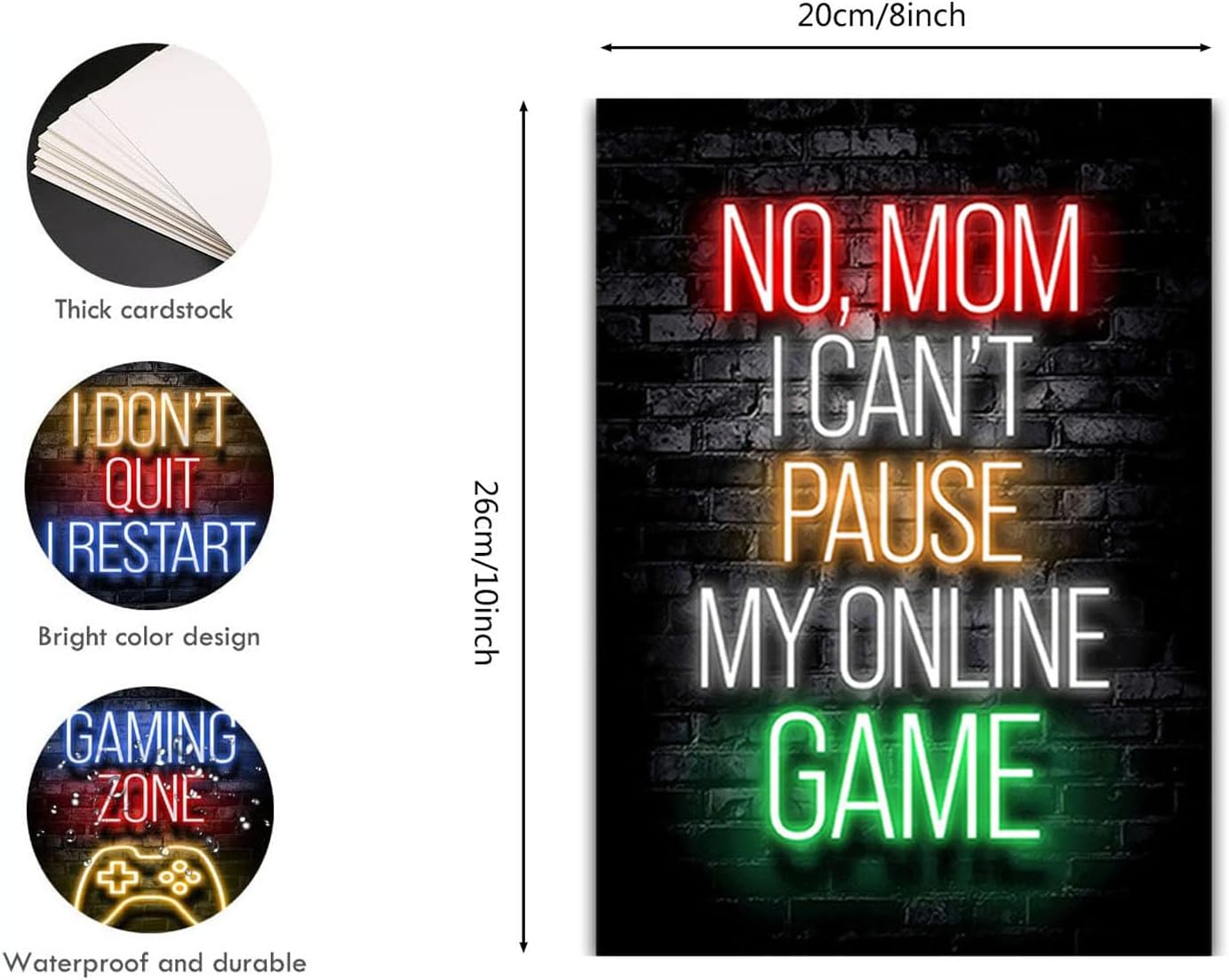 BGFCE - Pósteres De Neón Para Juegos, 3 Piezas, Decoración De Sala De