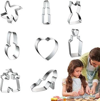 Dress Cookie Cutter Stainless Steel Decorating Mold Press | Cookie Cutter Shapes 16Piece Decorating Stencils Molds Fondant Chocolate Stainless Steel for Graduation Wedding Bridal