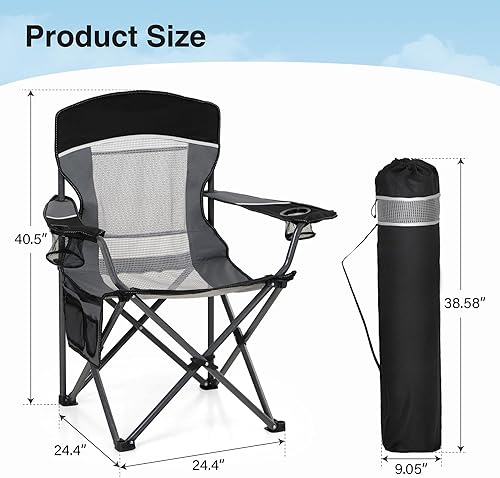 Miniatura 2 de HIGH POINT SPORTS Oversized Portable Mesh Camping Folding Chair
