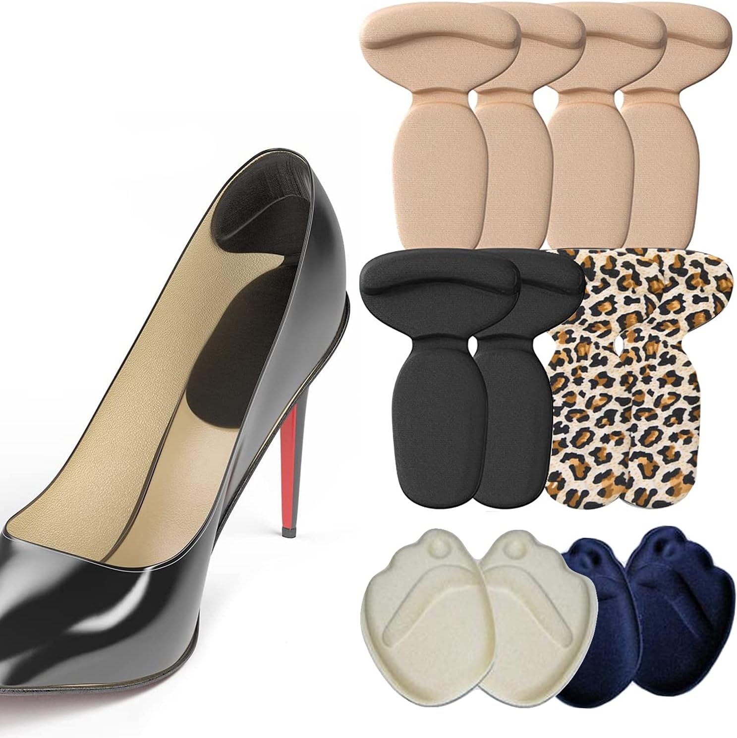 6 Pairs Self-Adhesive Heel Cushion Pads - Anti Blister Heel Protectors for Too Big or Loose Shoes - Foot Care Inserts for Women & Men