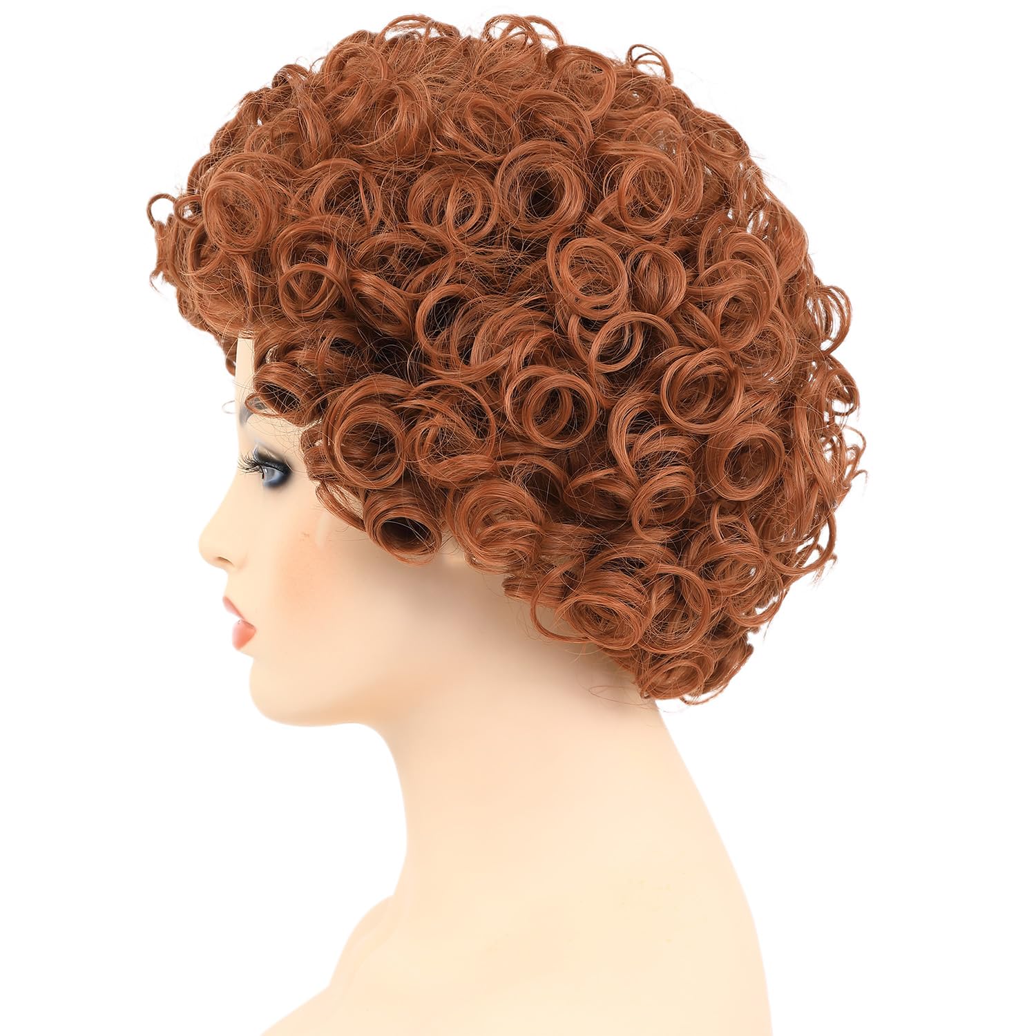 Red Orange Curly Wig for Women Costume Short Synthetic Hair Wigs for Adults Women’s Mens Cosplay Halloween Party (Red Orange) - Image 4