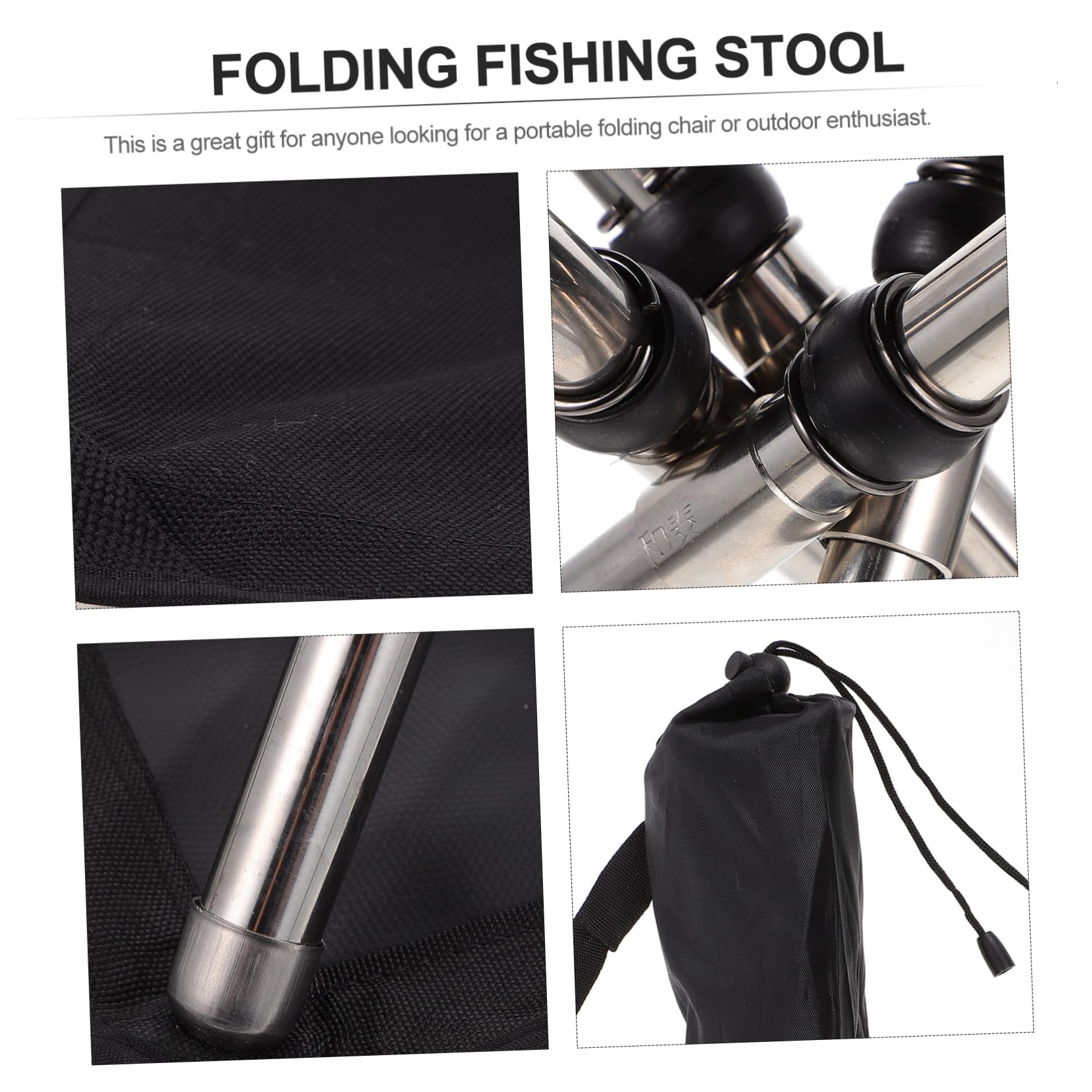 VICASKY 1Pc Portable Folding Fishing Stool Compact Stainless Steel Chair for Camping Outdoor Activities and Fishing Trips Durable Lightweight Design for