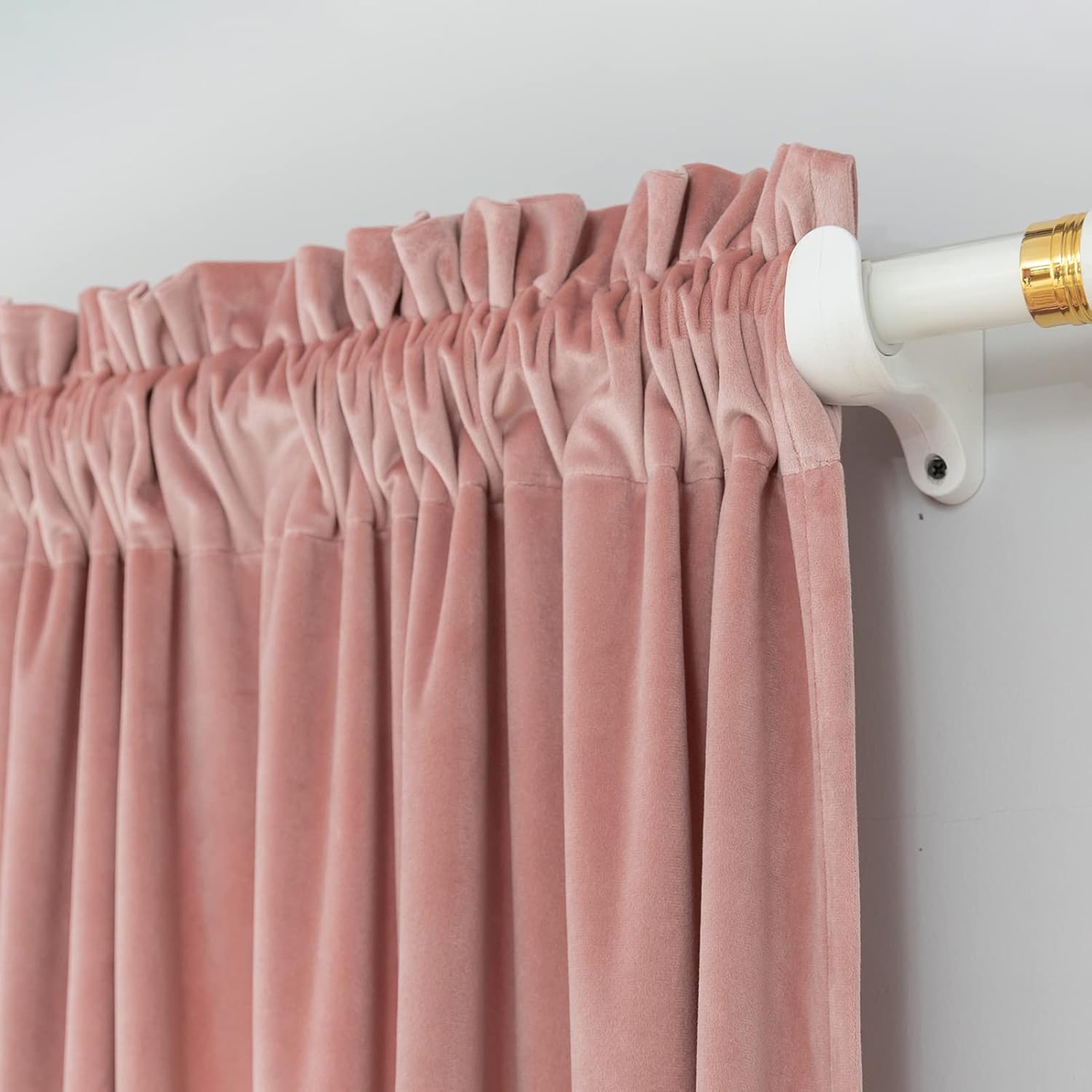PLEASANT BOULEVARD Chintz Rose Velvet Curtains 63 inch Long Heavyweight Blackout Curtains Rod Pocket Thermal Insulated Darkening Window Drapes for Bedroom Living Room, W52 x L63, 2 Panels