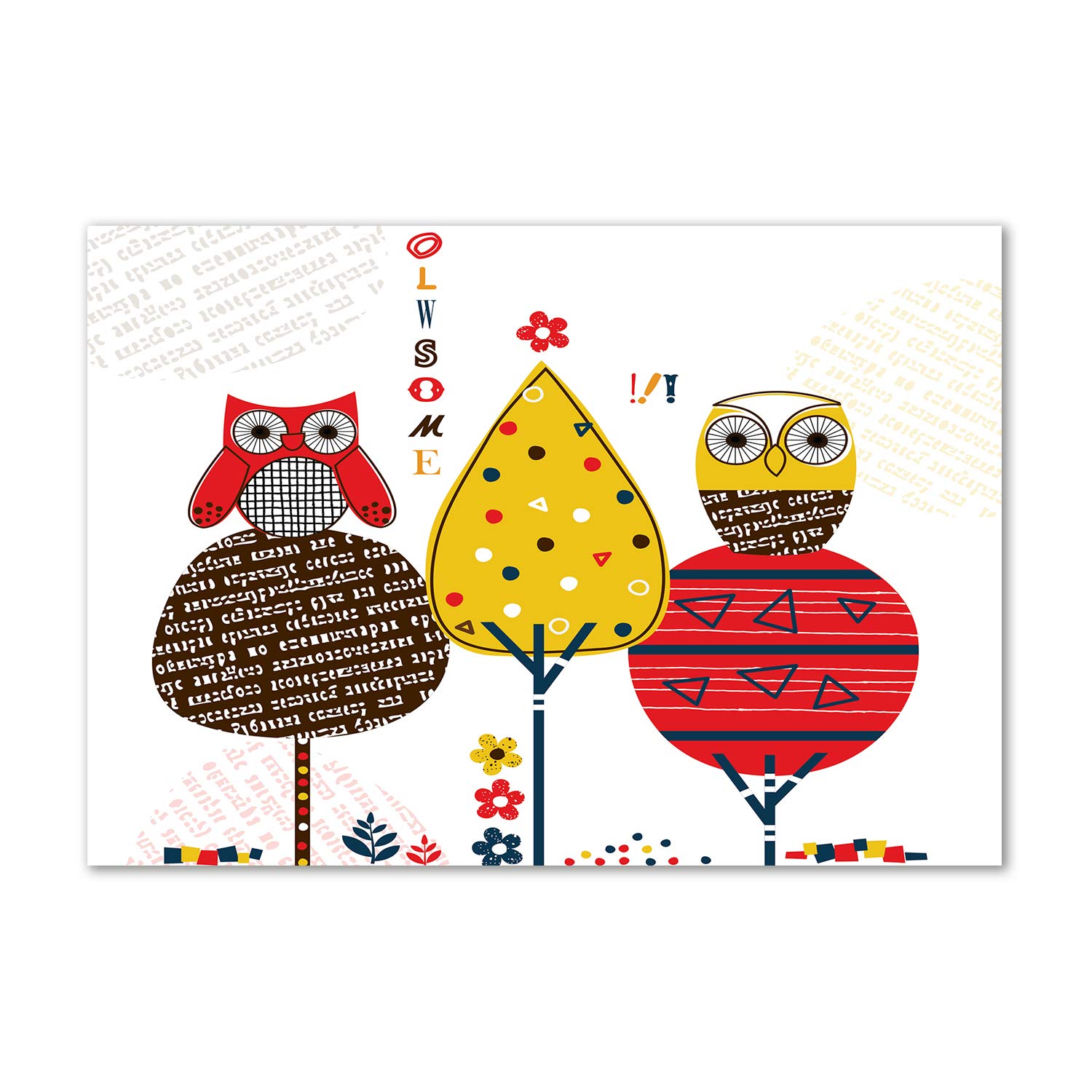 Tableau en verre acrylique incassable et brillant motif hiboux Tulup
