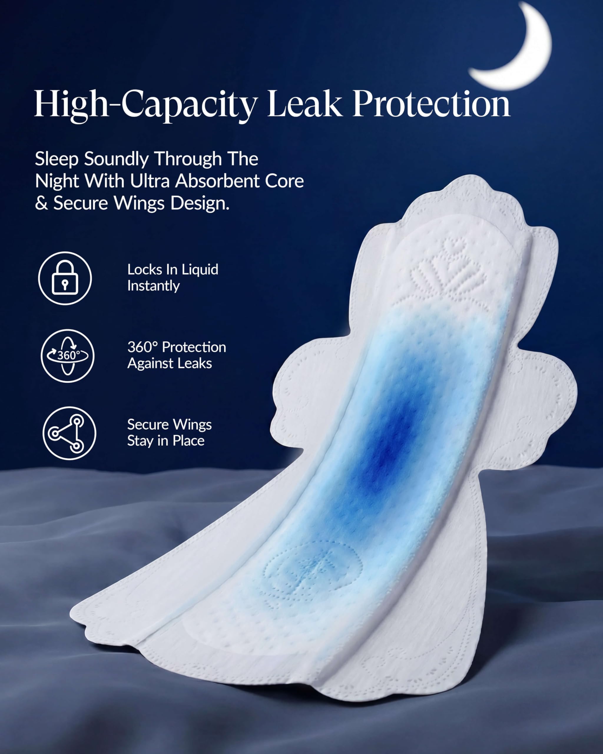 Almohadillas sanitarias 100% orgánicas para mujer, ultra finas, extra pesadas, con alas, almohadillas menstruales de algodón, cobertura adicional, almohadillas femeninas de súper absorción (durante la
