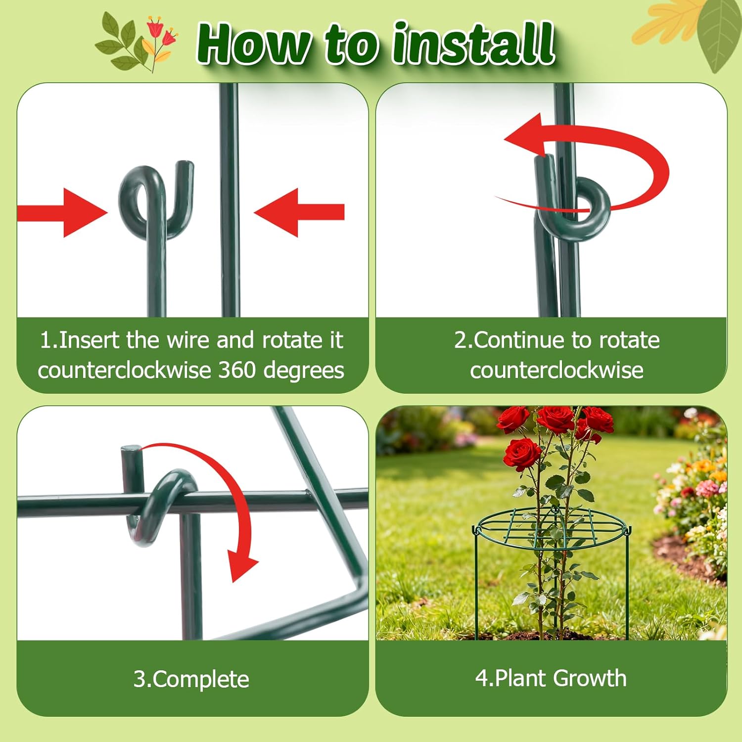 8 Pack 12 x 15.7 inch Peony Cages and Supports,Metal Grow Through Plant Supports for Outdoor Plants,Flowers Support Rings Top-Heavy Plant Brace Support Hoop for Vegetables,Rose,Tomato,Orchids