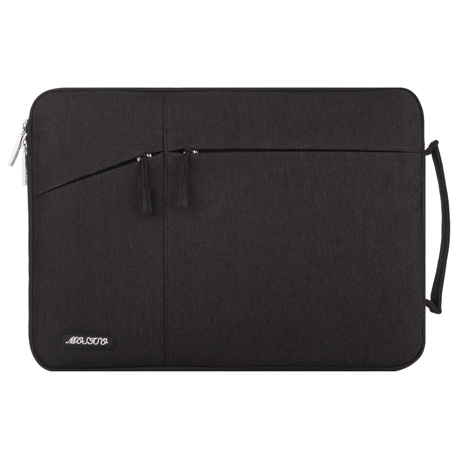 MOSISO Laptop Briefcase Handbag Compatible with MacBook Air/Pro 13-13.3 Inch, Notebook Computer Polyester Protective Sleeve Case Carrying Bag with Accessory Pockets, Black