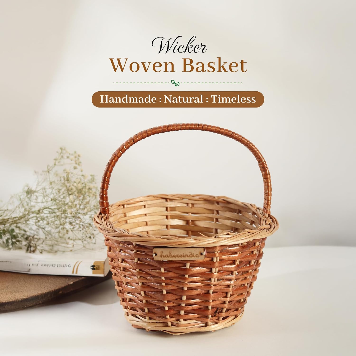 Habere India-All the Cultures Fabricating India Gift hamper Wicker baskets | decorative storage Wicker baskets | clothes storage baskets | Fruit Wicker baskets (Sizes - 20*20*10 CM (S))