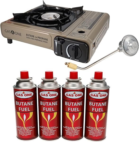 Gas One Propane or Butane Stove GS-3400P Dual Fuel Portable Camping and Backpacking Gas Stove Burner with Carrying Case