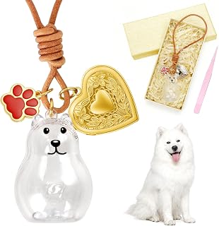 Dog Hair Keychain Pets Fur Memory Charm Furever Keychain Pet Remembrance Gift for Pet Lovers Holds Fur & Photo Memorial Gift for Loss (Samoyed)