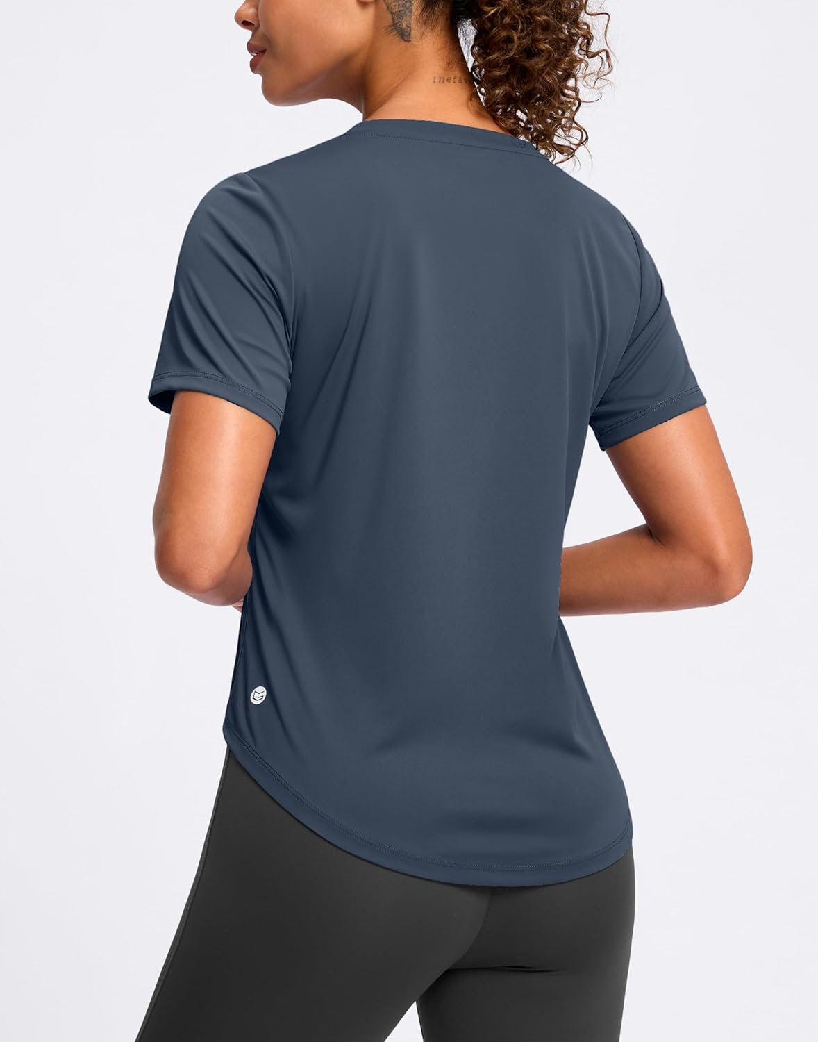 Womens Workout Tops V-Neck Short Sleeve UPF 50+ Sun Shirt Moisture Wicking Quick Dry Top for Gym, Running, Athletic - Image 2